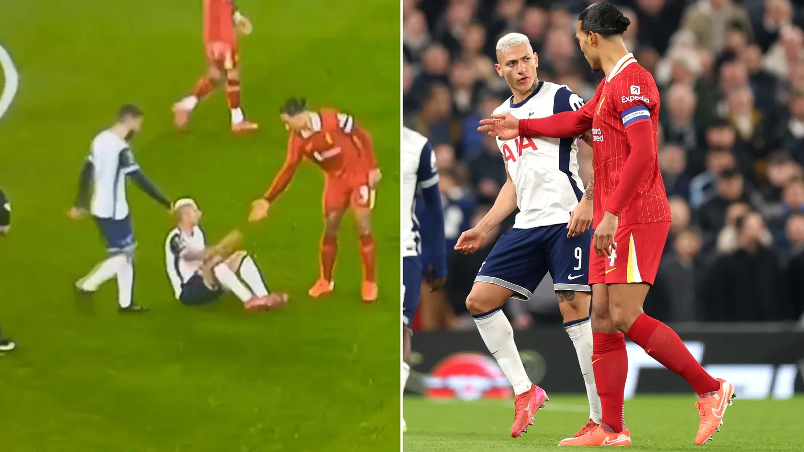 «  Une sorte de mesquinerie je peux m’identifier ‘- les fans repèrent le geste brutal de Van Dijk envers Richalison alors que Liverpool Hammer étincelle