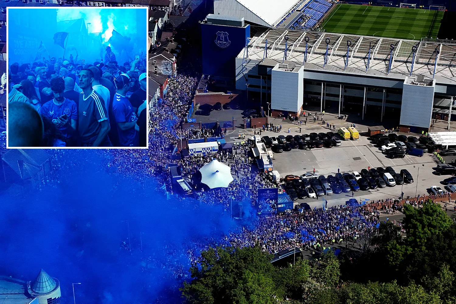 Les fans émotionnels d’Everton emballent les rues alors qu’ils se réunissent pour dire au revoir à Goodison Park après 133 ans