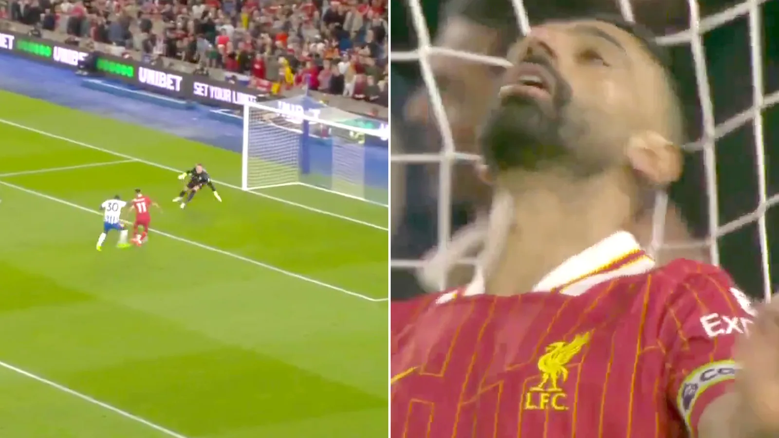 Regardez «  Miss of the Season  » de Mo Salah depuis les yards alors que la star de Liverpool est obligée d’attendre les records de Prem