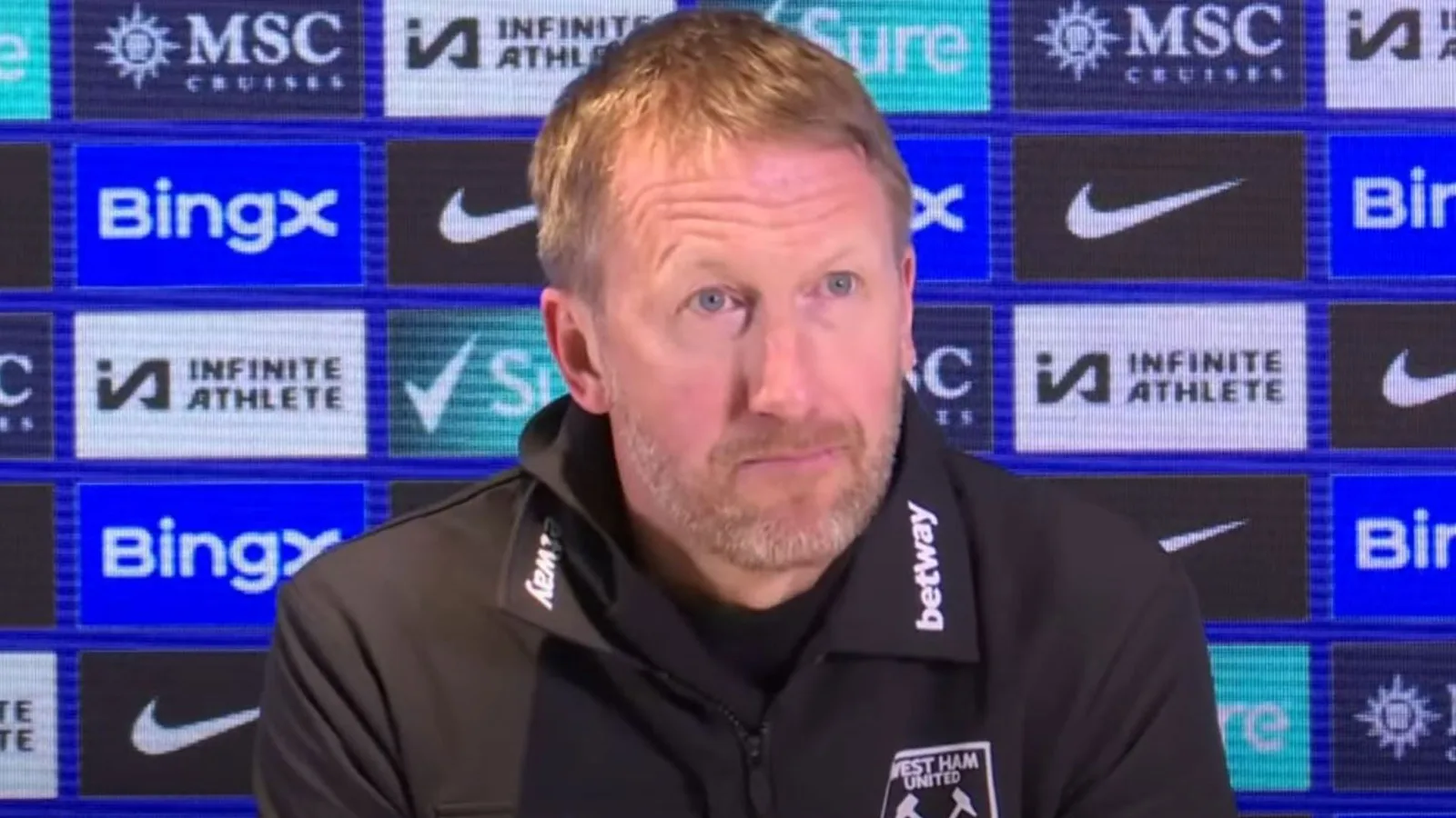 Fans de Chelsea fumée après le commentaire de Graham Potter de cinq mots au moment où il est entré dans la conférence de presse après West Ham Clash