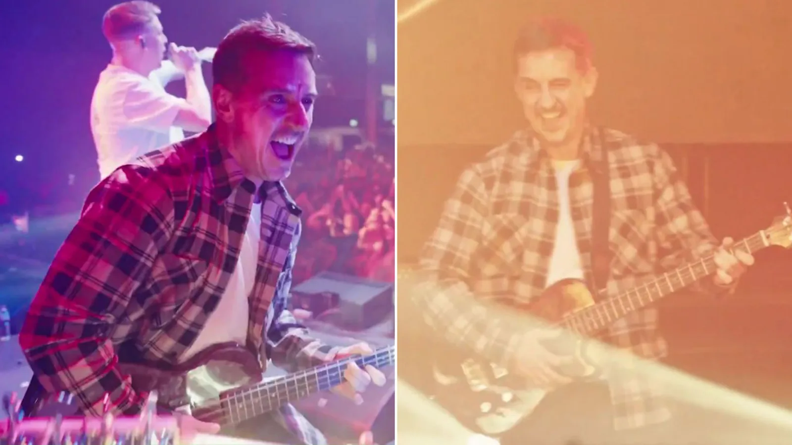 Incroyable moment Gary Neville rejoint le groupe de rock sur scène pour jouer des heures de basse avant d’être sur Man Utd vs Arsenal Comms
