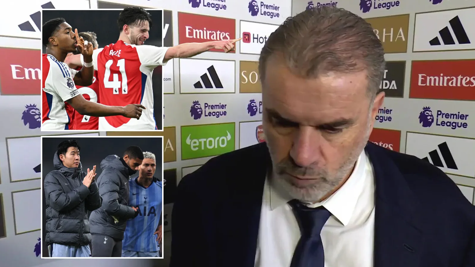 Postecoglou a mis en garde contre les « troubles » de Tottenham après une défaite « inacceptable » alors que Declan Rice affirme qu’Arsenal aurait pu marquer DIX