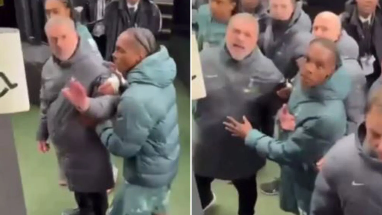 Moment Ange Postecoglou est confronté à un fan de Fuming Tottenham et s’est éloigné par ses propres joueurs après la défaite à Fulham