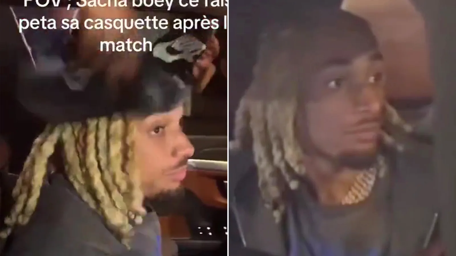 Moment Fuming Bayern Munich Star a un chapeau volé dans le chaos de Paris et donne à YOB Death Stare après la victoire du PSG sur Arsenal