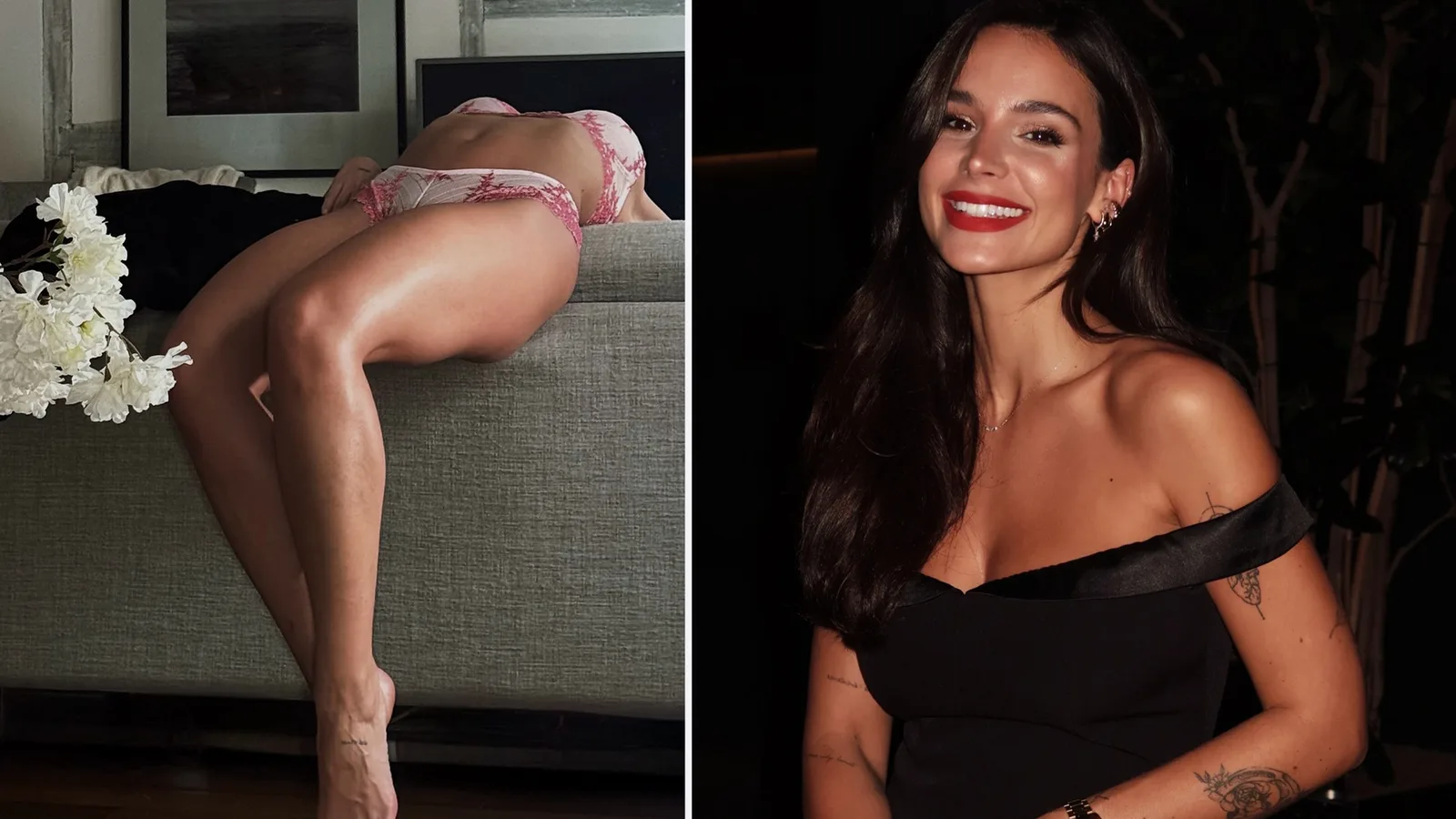 La fille de la légende de la Premier League envoie les fans sauvages alors qu’elle se déshabille à la lingerie et s’étend sur le canapé pour une photo racée