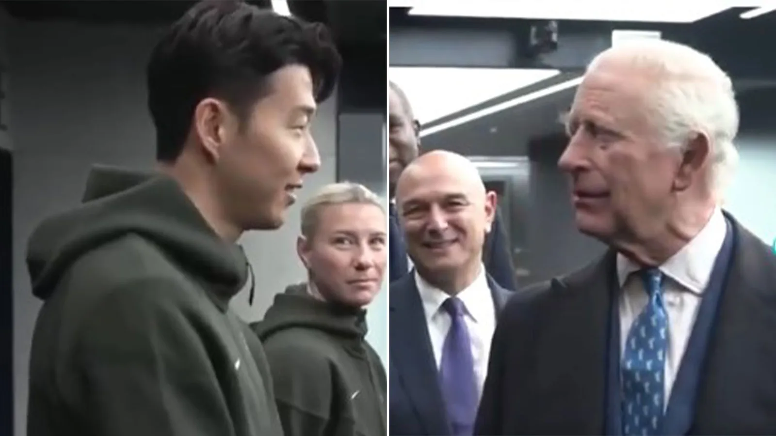 Moment maladroit Le roi Charles demande au fils Heung-min si Tottenham est «en bon ordre» devant Daniel Levy