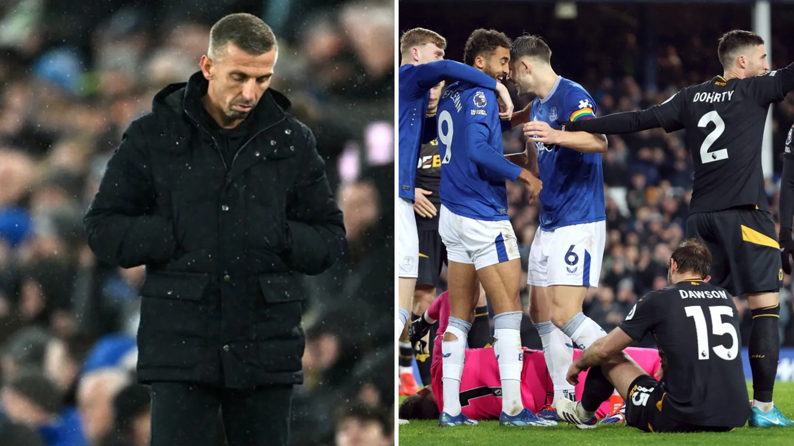 Everton 4 Wolves 0 : Craig Dawson marque deux buts contre son camp pour laisser le poste de Gary O’Neil ne tenant qu’à un fil