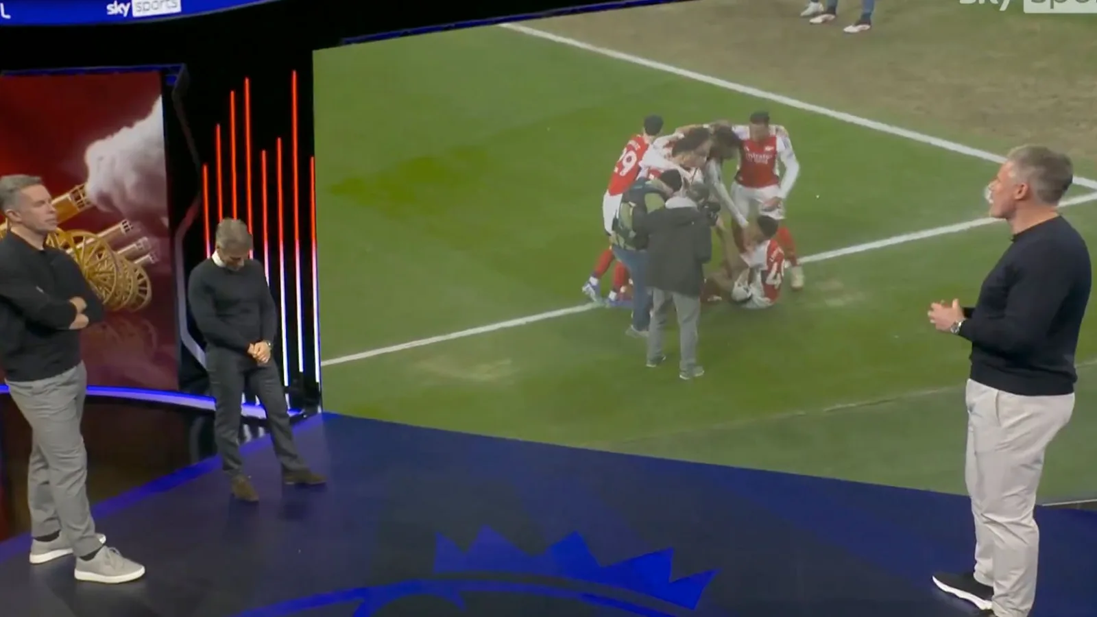 Jamie Carragher souligne le moment de génie de Declan Rice après que Myles Lewis-Skelly a copié la célébration d’Erling Haaland