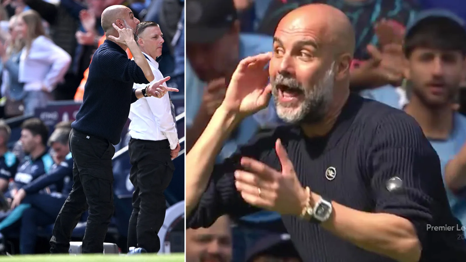 Pep Guardiola fait une ange postcoglou avec un geste à ses propres fans dans des scènes bizarres après le but de Marmoush pour Man City