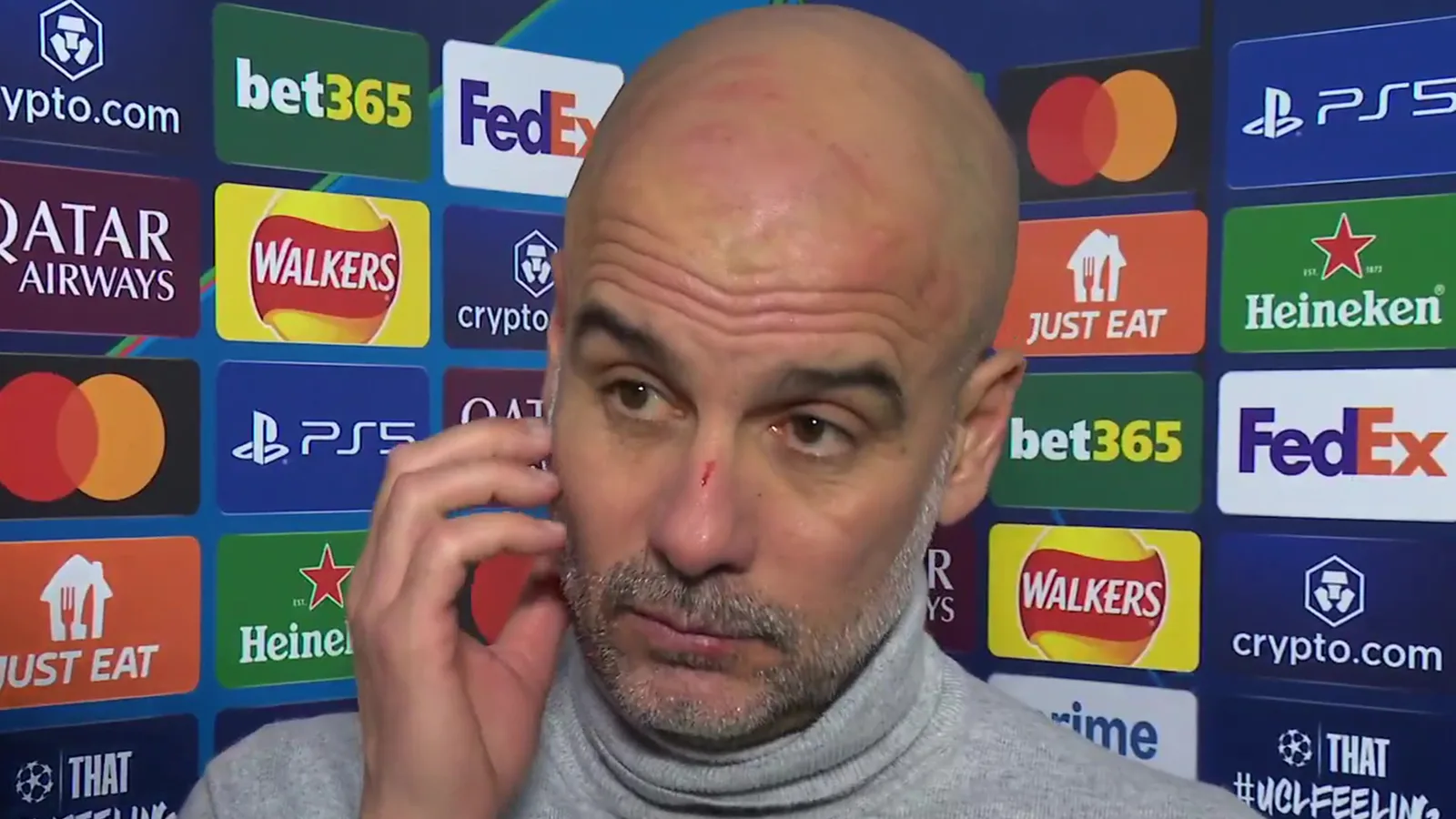 Pep Guardiola s’excuse pour le commentaire « Je veux me faire du mal » après que le visage du patron de Man City soit couvert d’égratignures