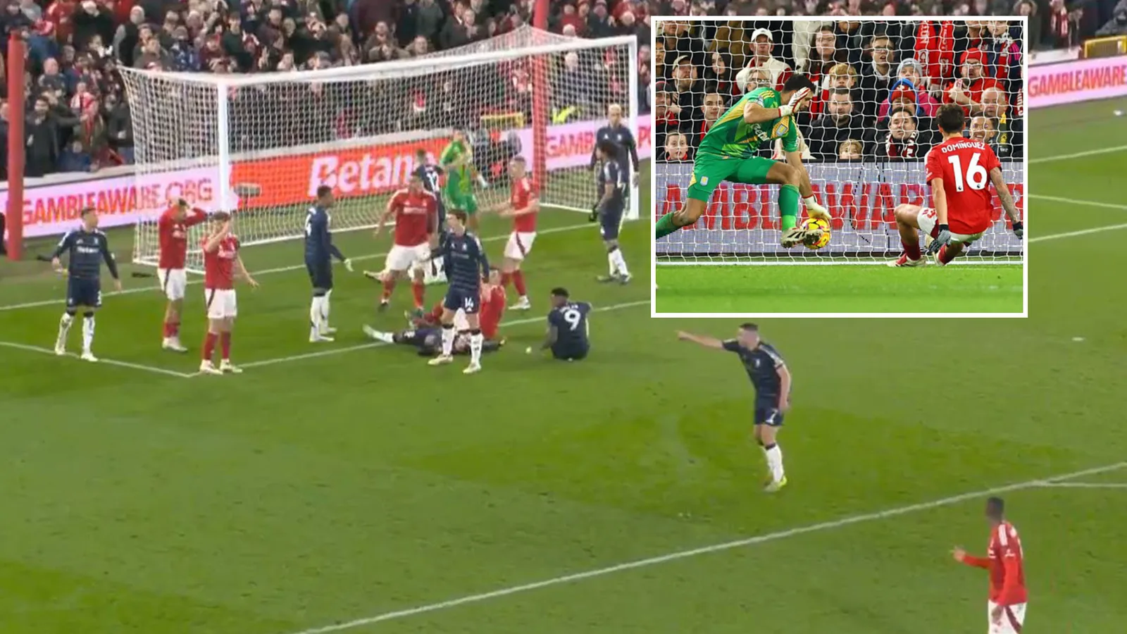 La star d’Aston Villa, Emi Martinez, fait un arrêt si bon contre Forest que même les caméras de Sky Sports ne peuvent pas trouver le ballon